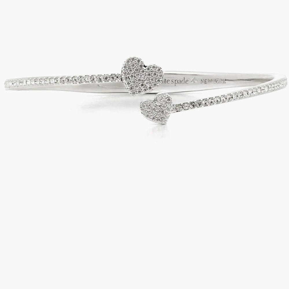 $58 Kate Spade Pave Heart Open Hinge Cuff Bracelet - Picture 4 of 6